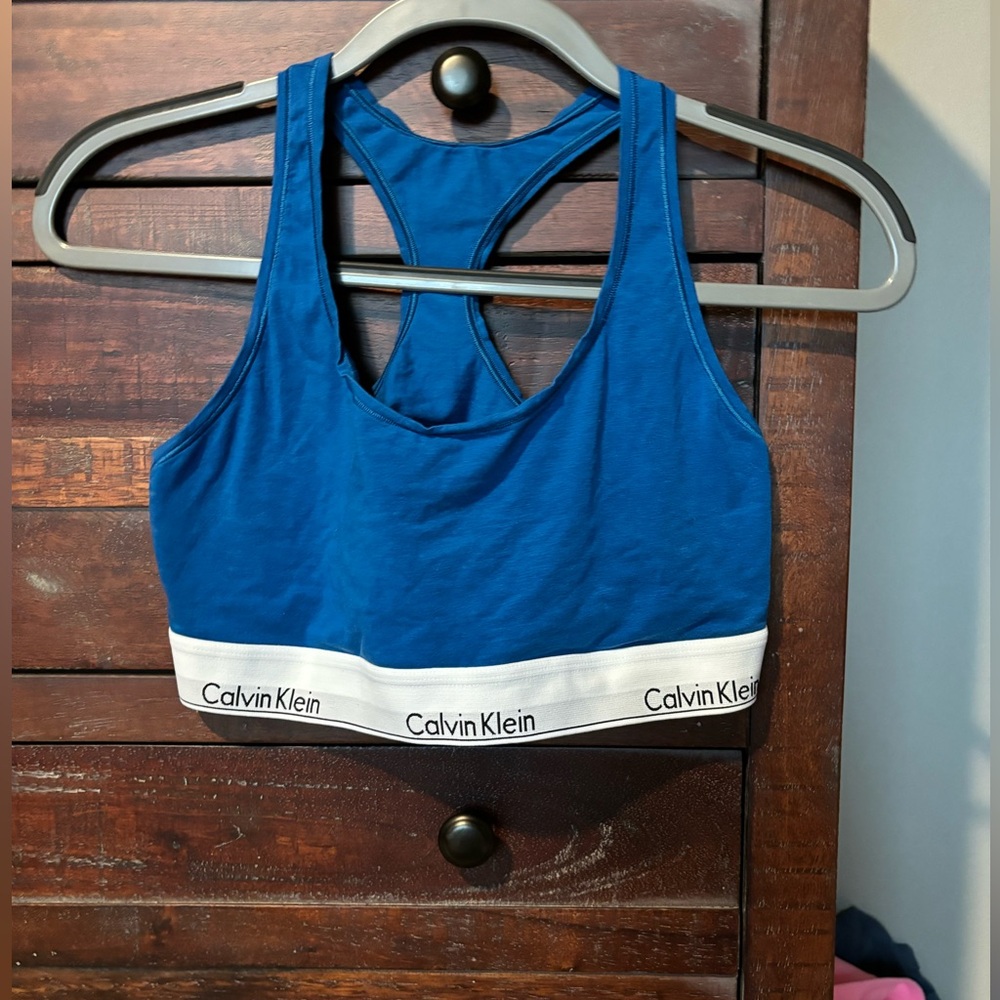 CALVIN KLEIN Modern Cotton Unlined Bralette Size XL Royal Blue